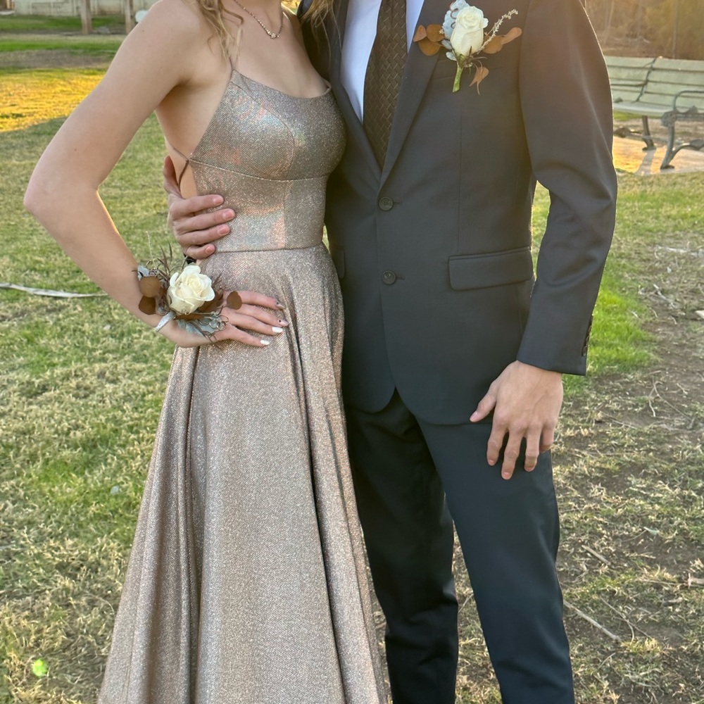 Elegant Gold Prom Dress - Picture 6 of 10